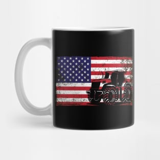 Tractor American Flag patriotic vintage farming Mug